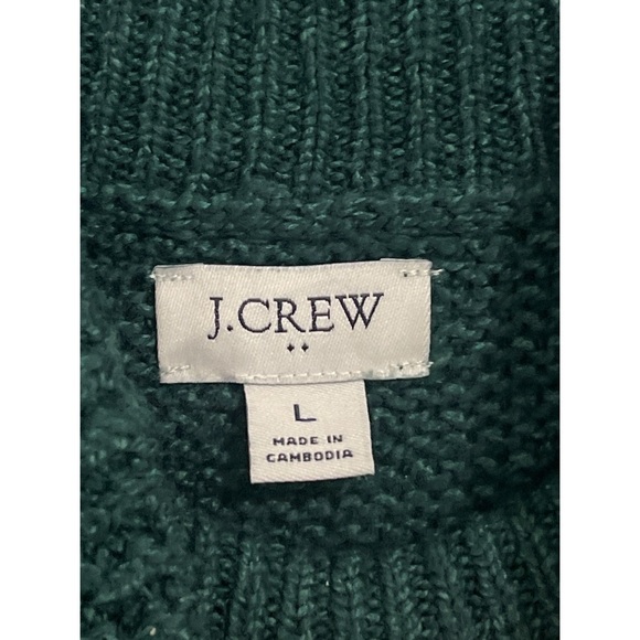 J.Crew Sweater Women’s Large Green Mockneck Cable Sleeve CF051 - Picture 11 of 13